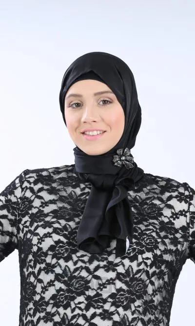 Foulard noir soie soirée