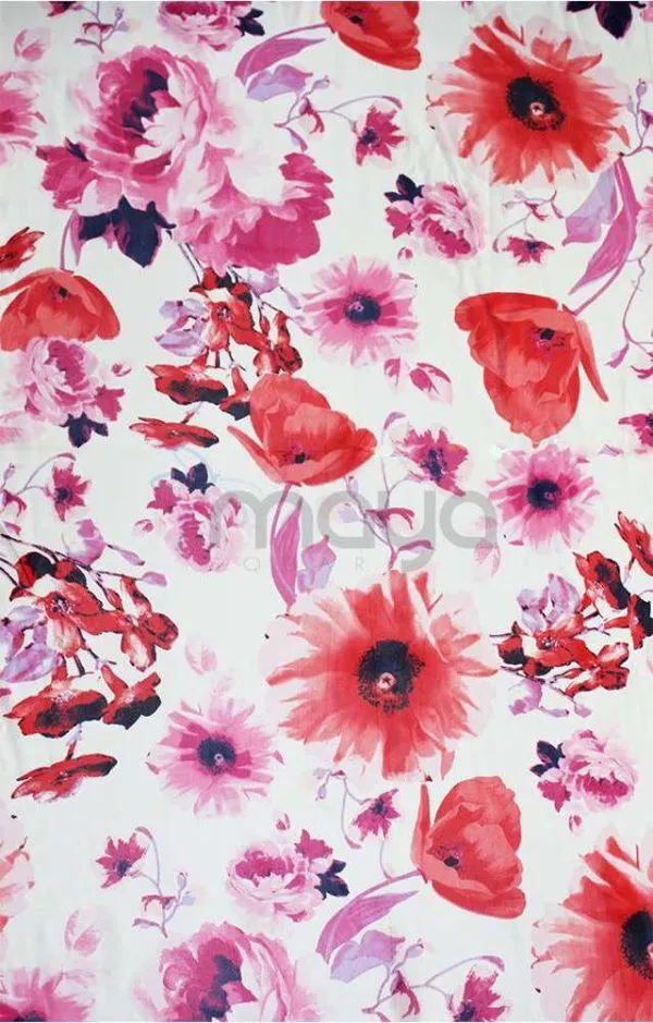 Foulard Coquelicot / fond blanc , Carré