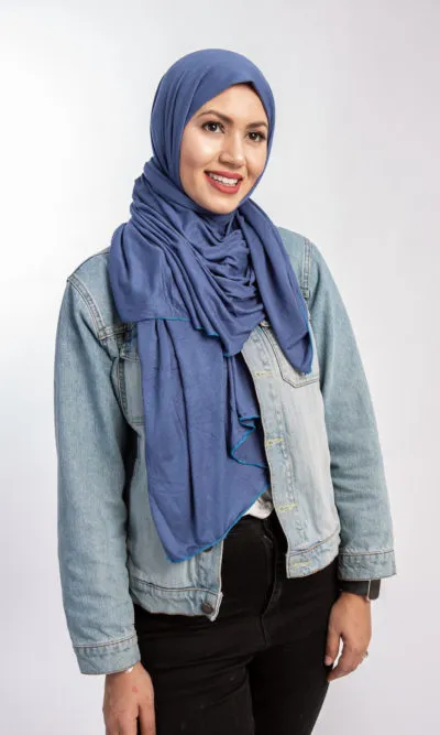 Foulard Jersey Coton Bleu Acier