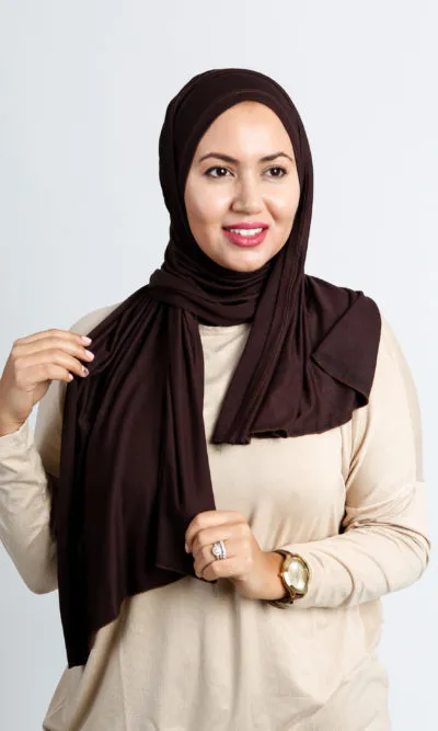 Hijab Jersey Cotton Dark Brown