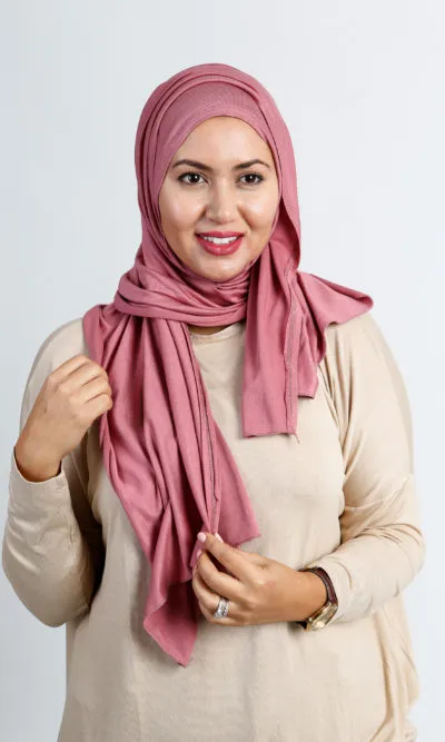 Foulard Jersey Coton Vieux Rose
