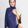 Navy Blue Scarf With Cap Integrated Instant Hijab