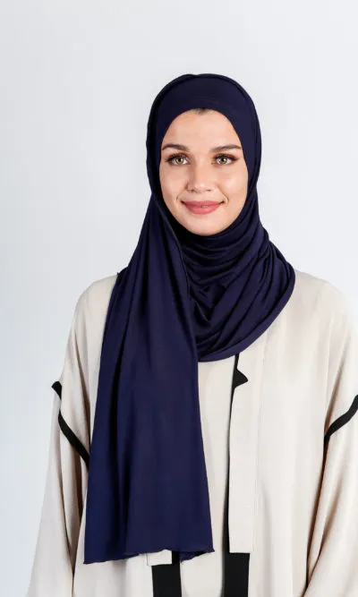 Hijab à Enfiler Jersey Bleu Marine Wrap & Go