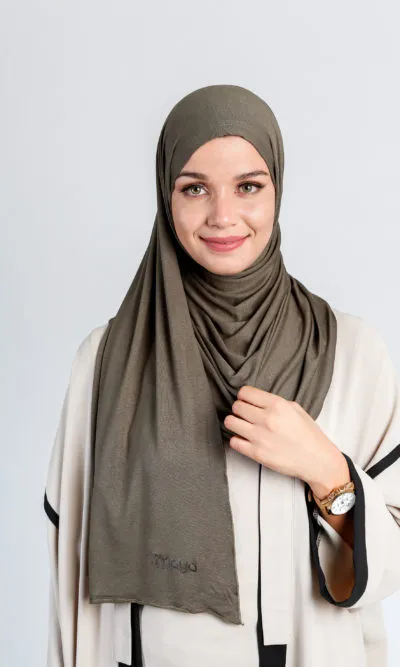 Hijab à Enfiler Jersey Vert militaire Wrap & Go