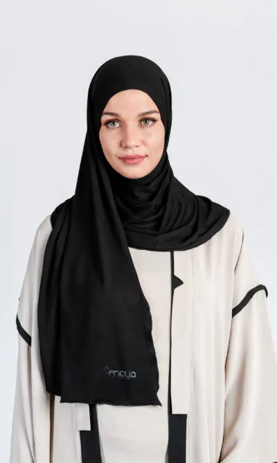 Hijab à Enfiler Jersey Noir Wrap & Go