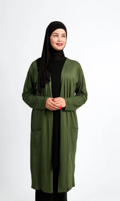 Gilet long avec poches vert militaire