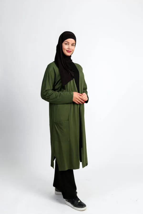 Gilet long avec poches vert militaire