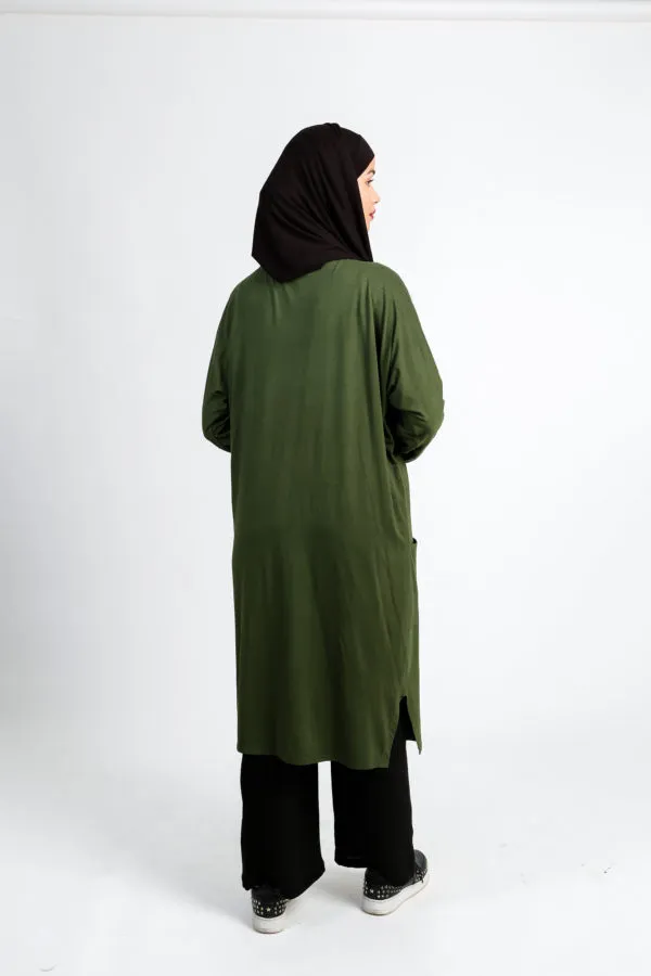 Gilet long avec poches vert militaire