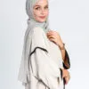 Gray Scarf With Cap Integrated Instant Hijab