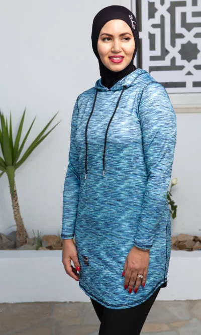 Pull de Sport Avec Capuche Bleu