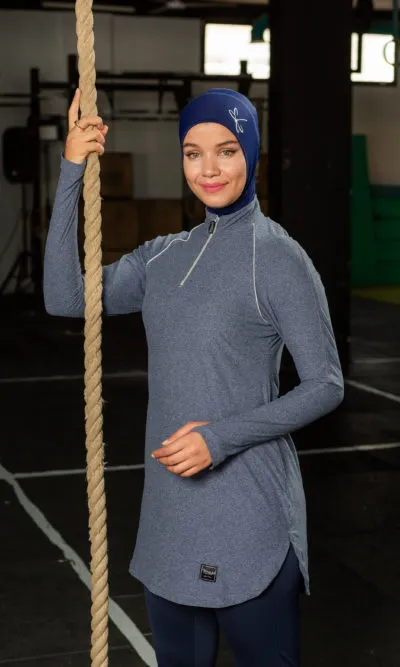 Pull Long Bleu Chiné Athlète