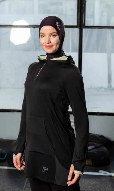 Pull de sport femme voilée noir