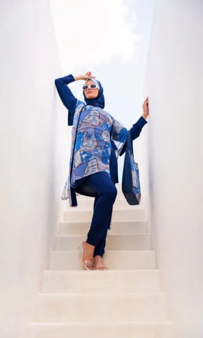 Burkini Bleu Maillot de Bain Bleuet