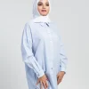 striped shirt hijab outfit casual