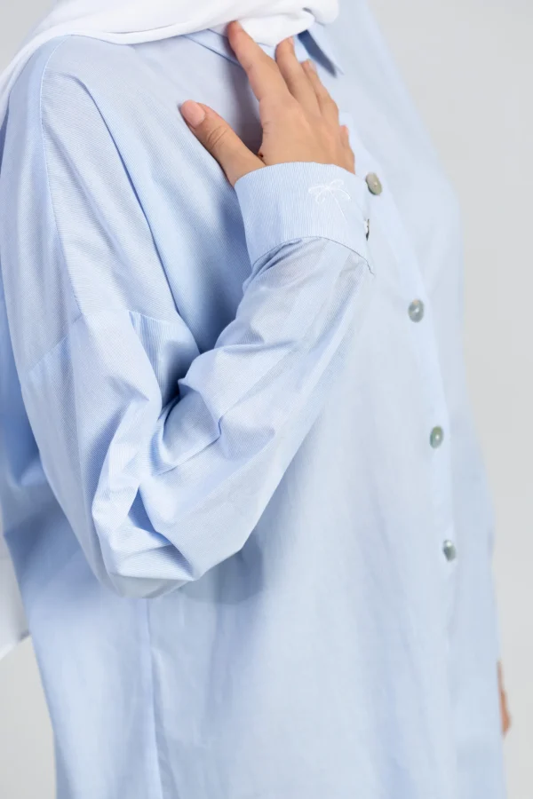 striped shirt hijab outfit casual