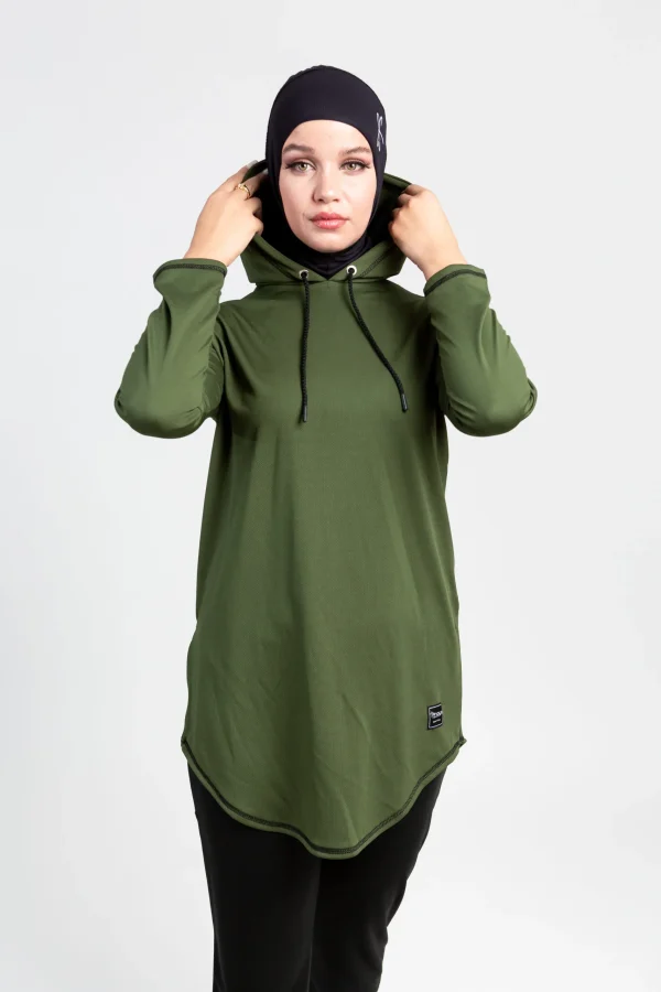 Pull de Sport a Capuche Vert Haute Performance