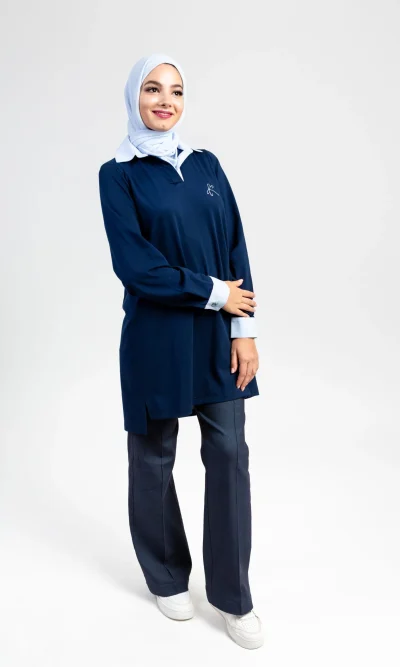 Blue Shirt Collar Polo