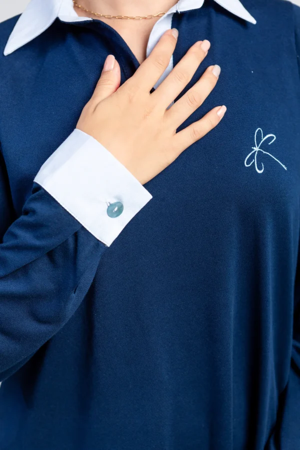 polo col chemise bleu zoom