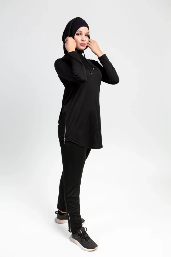 Pantalon de Sport Noir - zip Cheville Argent