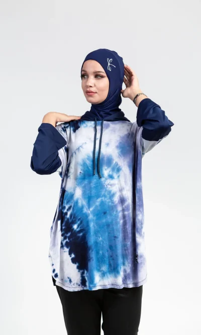 Pull Oversize Imprimé Bleu