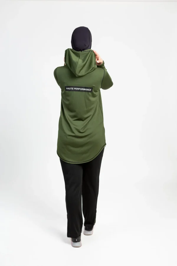 Pull de a Capuche Vert Haute Performance