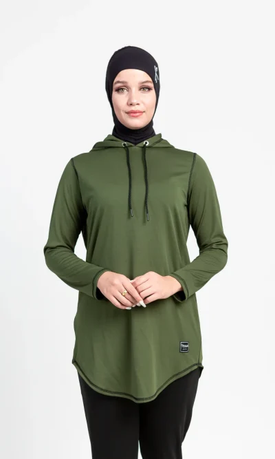 Pull de Sport Avec Capuche Vert