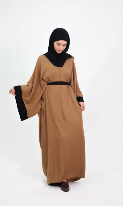Robe longue manche longue Marron