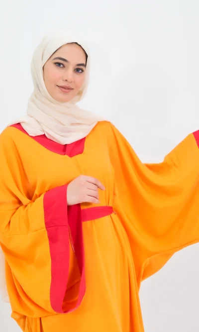 Robe longue manche longue Orange