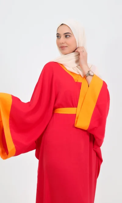 Robe longue manche longue Rose