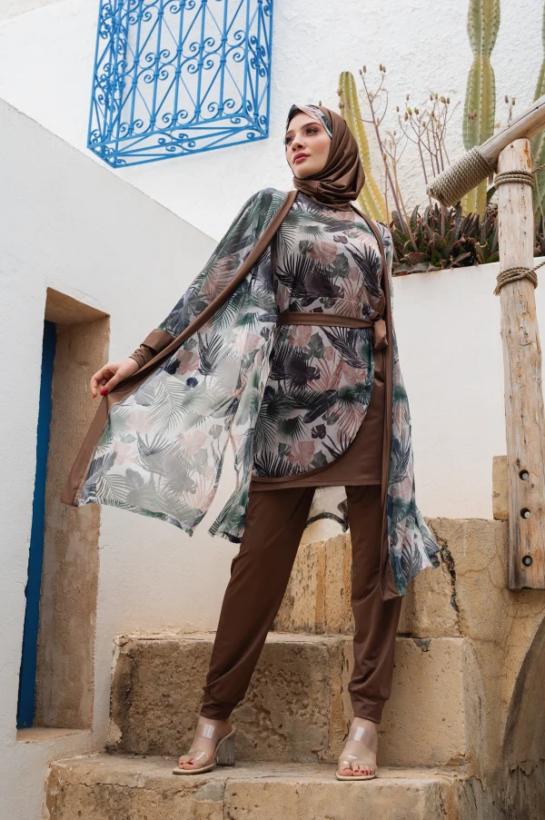 Burkini Femme Voilée Marron