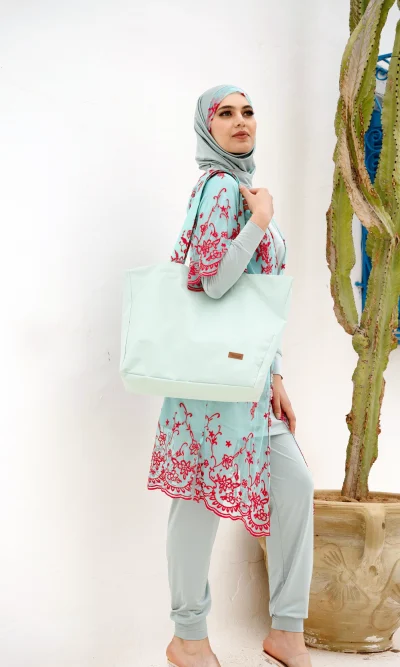 sac de plage bleu aqua